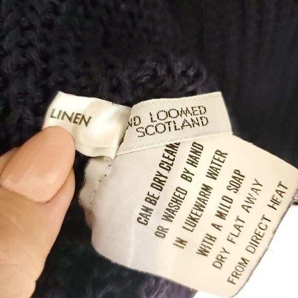 Vintage Eskandar Knit 100% Linen Sweater Womens Large Blue see through Lagenlook - Picture 12 of 16